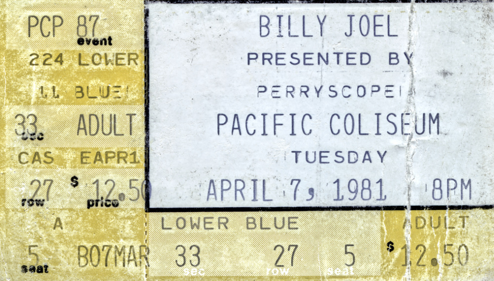 Billy Joel Concert 1981, Edmonton - $12.50