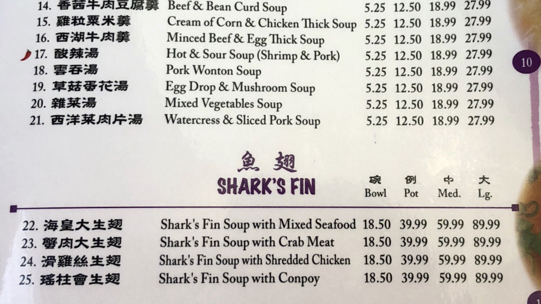 A Menu in Chinatown, in downtown Toronto, ON.